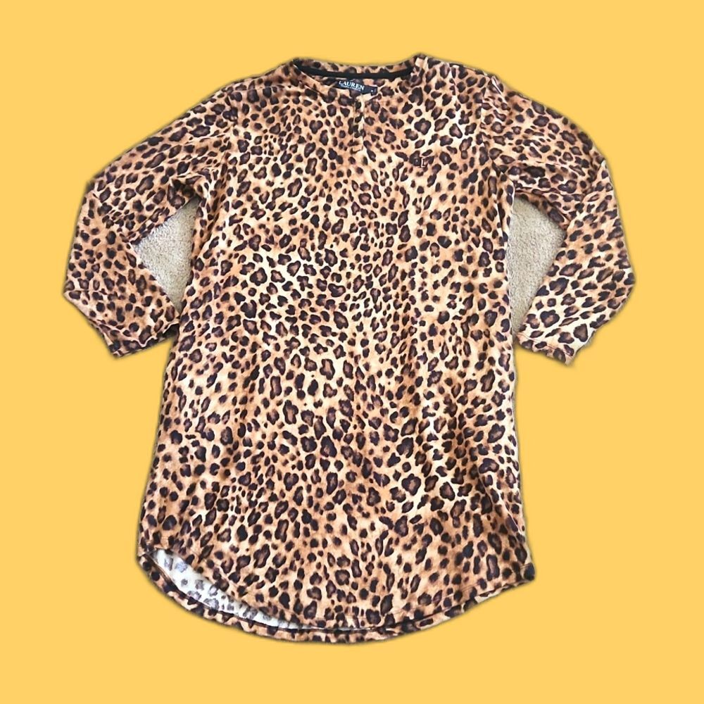 Lauren Ralph Lauren Cheetah Long Sleeve Dress Size M
